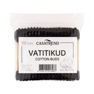 Koka ausu kociņi no bambusa, melni, Casatrend, 100 gab.